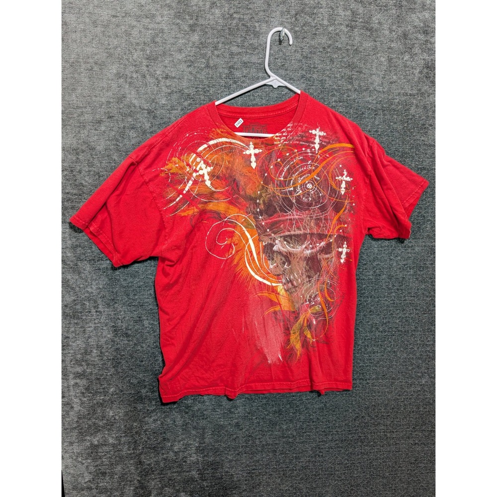 Mata‎ Elite Red Graphic T Shirt XL Skulls Crosses Tattoo Style